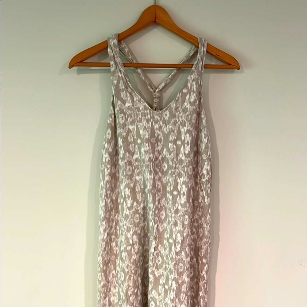 FREEDOM TRAIL KYODAN Viscose Racerback High Low Midi Dress Textured Cream Small